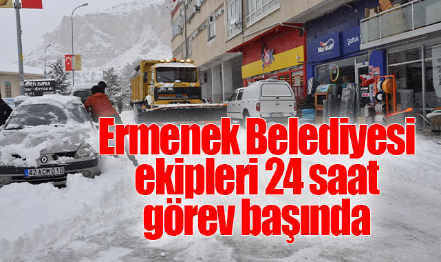 Ermenek Belediyesi ekipleri 24 saat görev başında: Karla mücadele aralıksız sürüyor