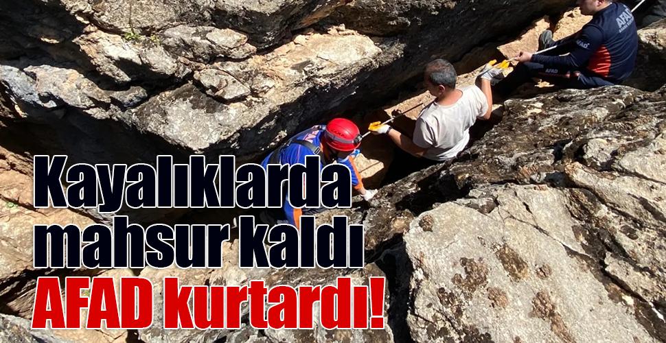 Karaman'da kayalıklarda mahsur kalan oğlak kurtarıldı