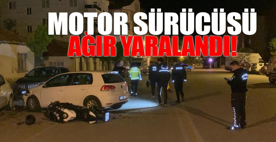 Karaman'da otomobille çarpışan motosiklet sürücüsü ağır yaralandı